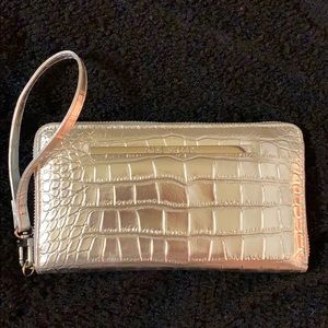 Steve Madden silver faux snake skin clutch